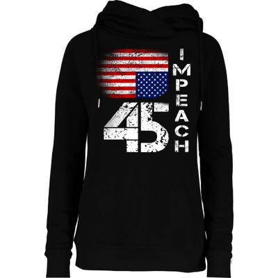 Impeach 45 Upside down Flag  Womens Funnel Neck Pullover Hood