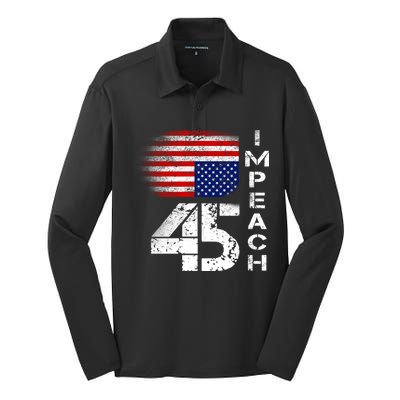 Impeach 45 Upside down Flag  Silk Touch Performance Long Sleeve Polo