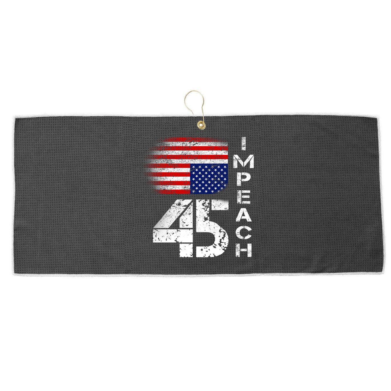 Impeach 45 Upside down Flag  Large Microfiber Waffle Golf Towel