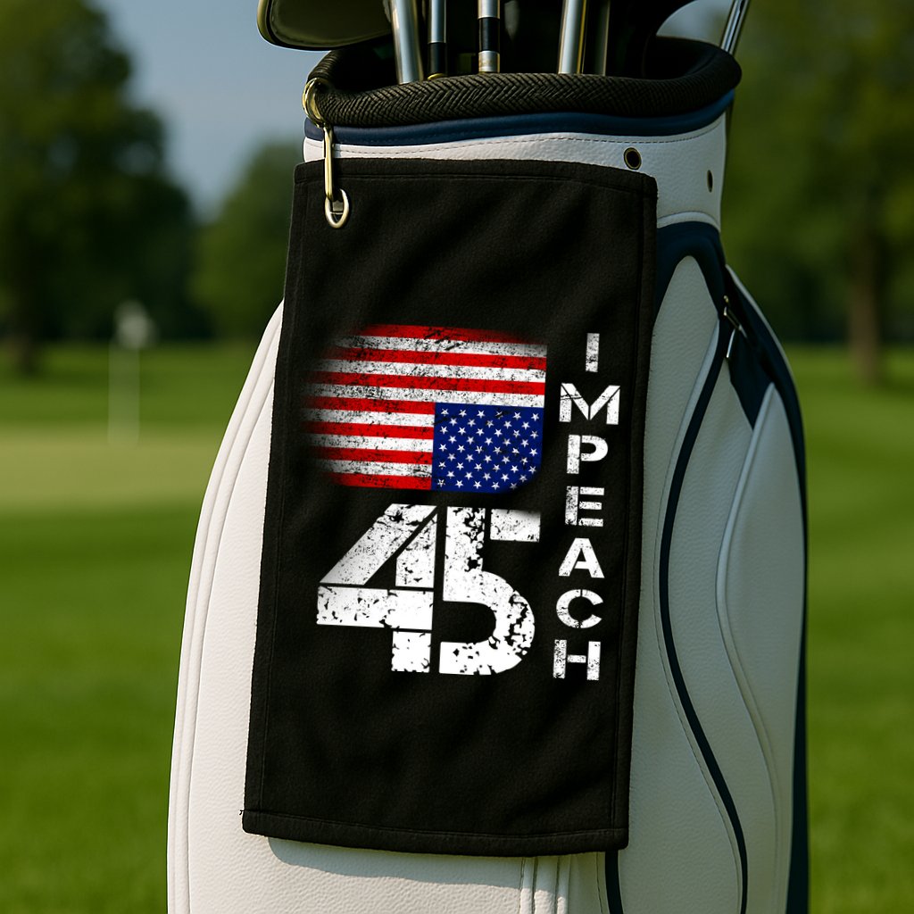 Impeach 45 Upside down Flag  Golf Towel