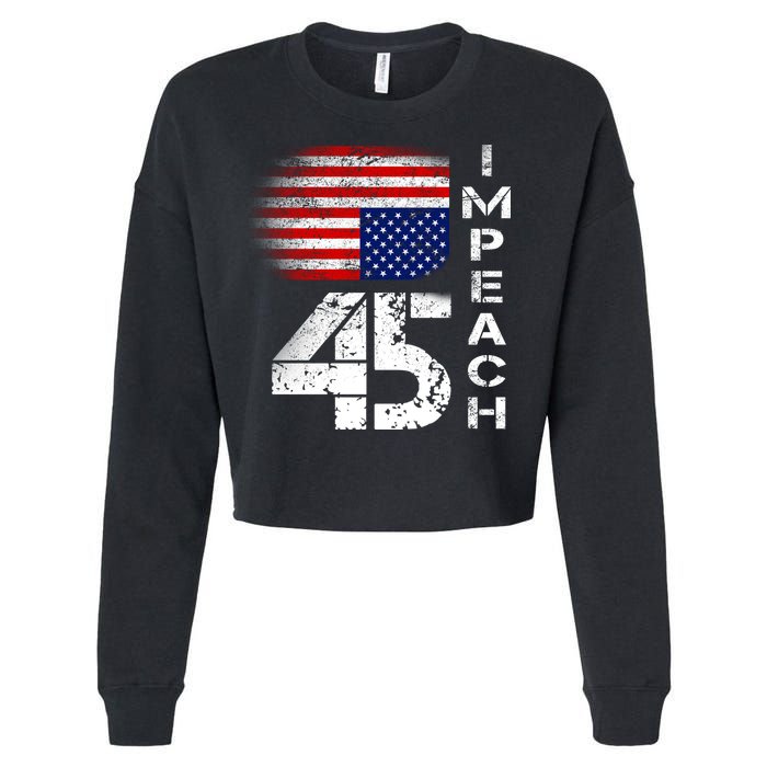 Impeach 45 Upside down Flag  Cropped Pullover Crew