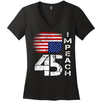 Impeach 45 Upside down Flag  Women's V-Neck T-Shirt