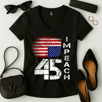 Impeach 45 Upside down Flag  Women's V-Neck T-Shirt