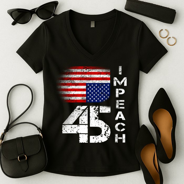 Impeach 45 Upside down Flag  Women's V-Neck T-Shirt