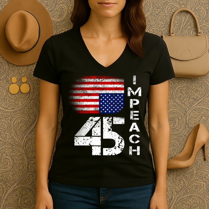 Impeach 45 Upside down Flag  Women's V-Neck T-Shirt