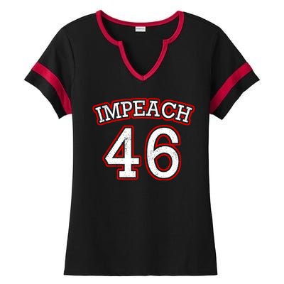 Impeach 46 Joe Biden Republican Conservative Anti-Biden  Ladies Halftime Notch Neck Tee