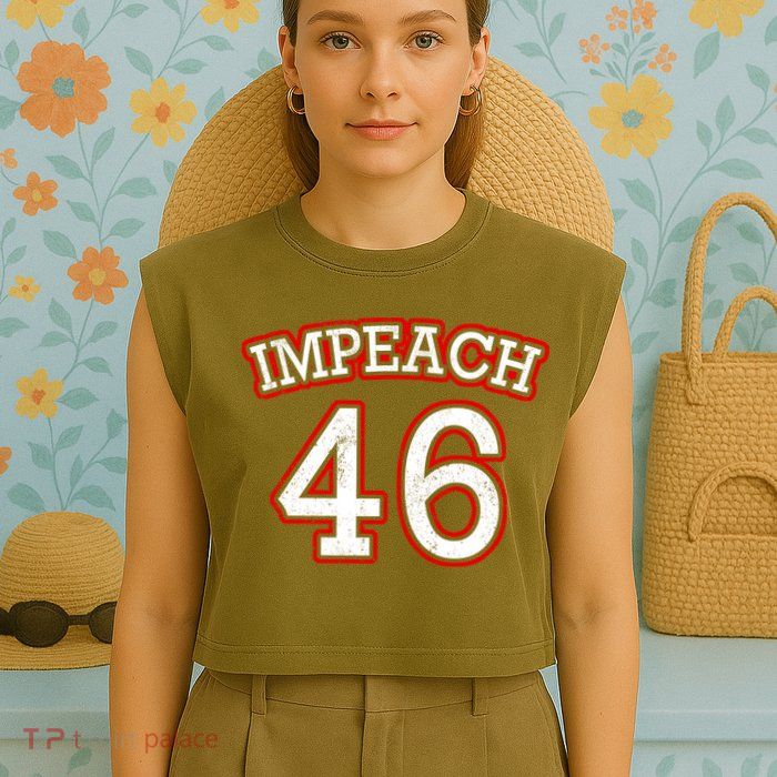 Impeach 46 Joe Biden Republican Conservative Anti-Biden  Garment-Dyed Women's Muscle Tee