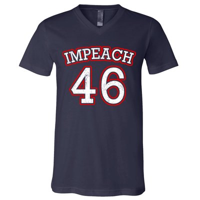 Impeach 46 Joe Biden Republican Conservative Anti-Biden  V-Neck T-Shirt