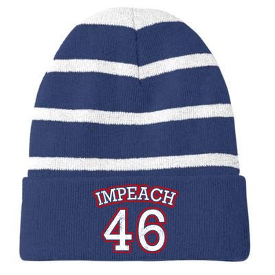 Impeach 46 Joe Biden Republican Conservative Anti-Biden  Striped Beanie with Solid Band