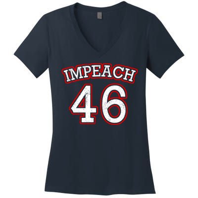 Impeach 46 Joe Biden Republican Conservative Anti-Biden  Women's V-Neck T-Shirt