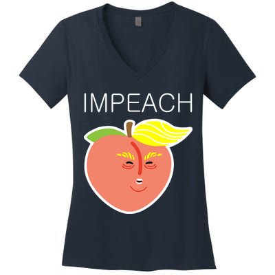 Impeach Donald Anti Trump Peach Emoji Impeachment Women's V-Neck T-Shirt