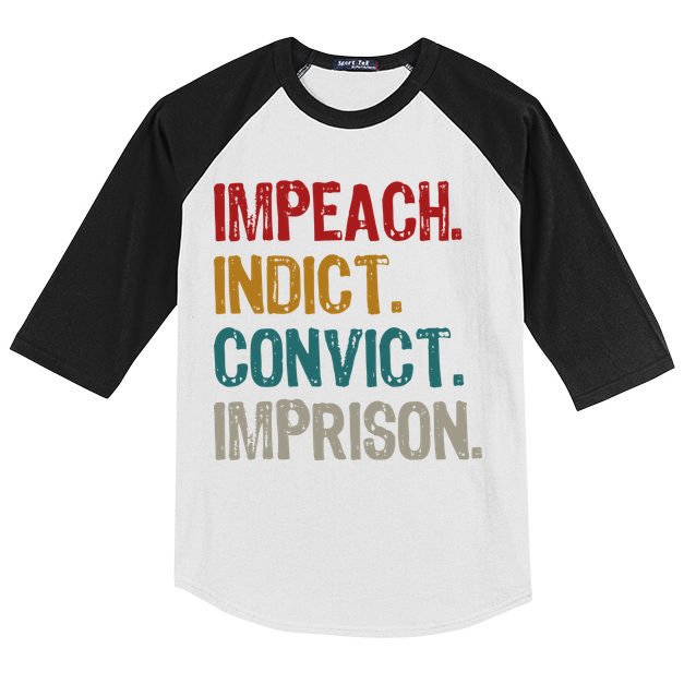 Impeach Indict Convict Imprison  Kids Colorblock Raglan Jersey
