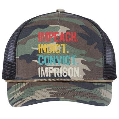 Impeach Indict Convict Imprison  Retro Rope Trucker Hat Cap