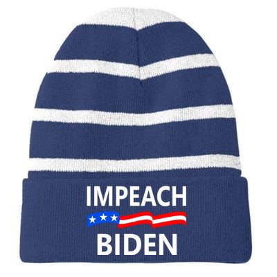 Impeach Joe Biden Remove From Office Striped Beanie with Solid Band