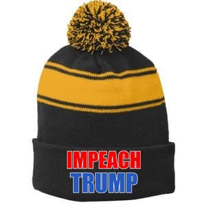 Impeach President Donald Trump Anti-Trump Stripe Pom Pom Beanie