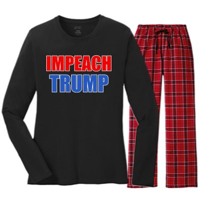 Impeach President Donald Trump Anti-Trump Women's Long Sleeve Flannel Pajama Set 