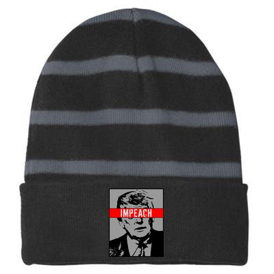 Impeach President Donald Trump Anti Trump Resist Striped Beanie with Solid Band