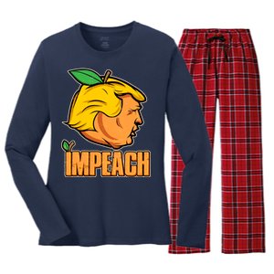 Impeach Trump Anti Trump Impeachment Women's Long Sleeve Flannel Pajama Set 