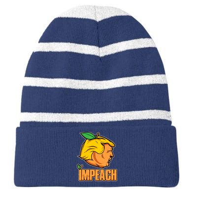 Impeach Trump Anti Trump Impeachment Striped Beanie with Solid Band