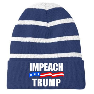 Impeach Trump Resist Anti Trump Striped Beanie with Solid Band