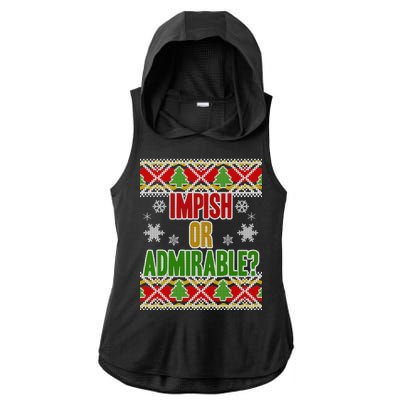 Impish or Admirable Ugly Christmas Ladies PosiCharge Tri-Blend Wicking Draft Hoodie Tank