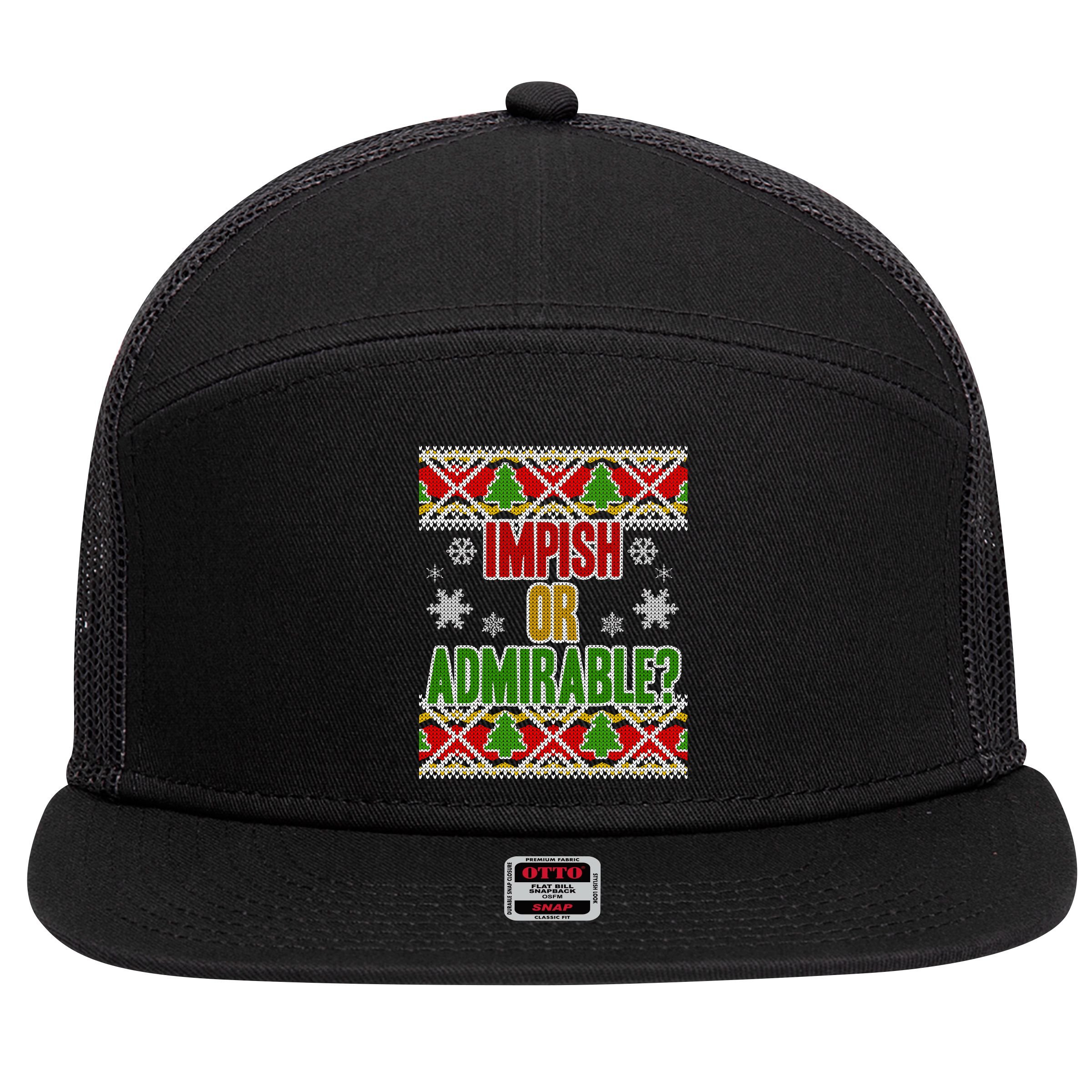 Impish or Admirable Ugly Christmas 7 Panel Mesh Trucker Snapback Hat