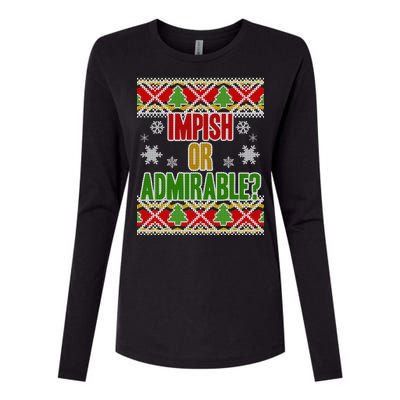 Impish or Admirable Ugly Christmas Womens Cotton Relaxed Long Sleeve T-Shirt