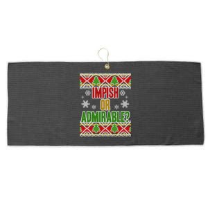 Impish or Admirable Ugly Christmas Large Microfiber Waffle Golf Towel