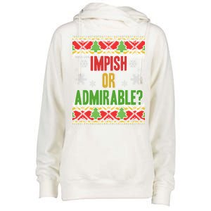 Impish or Admirable Ugly Christmas Womens Funnel Neck Pullover Hood