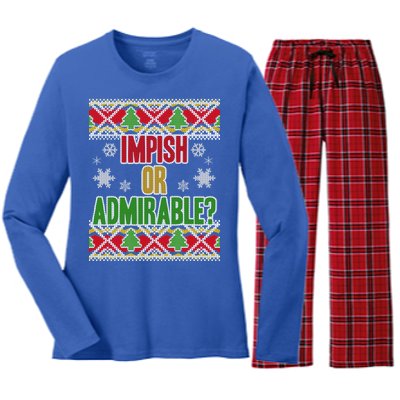 Impish or Admirable Ugly Christmas Women's Long Sleeve Flannel Pajama Set 