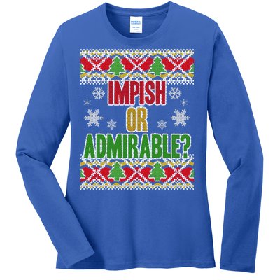 Impish or Admirable Ugly Christmas Ladies Long Sleeve Shirt