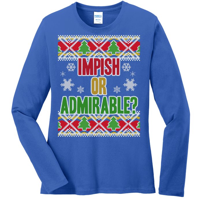 Impish or Admirable Ugly Christmas Ladies Long Sleeve Shirt