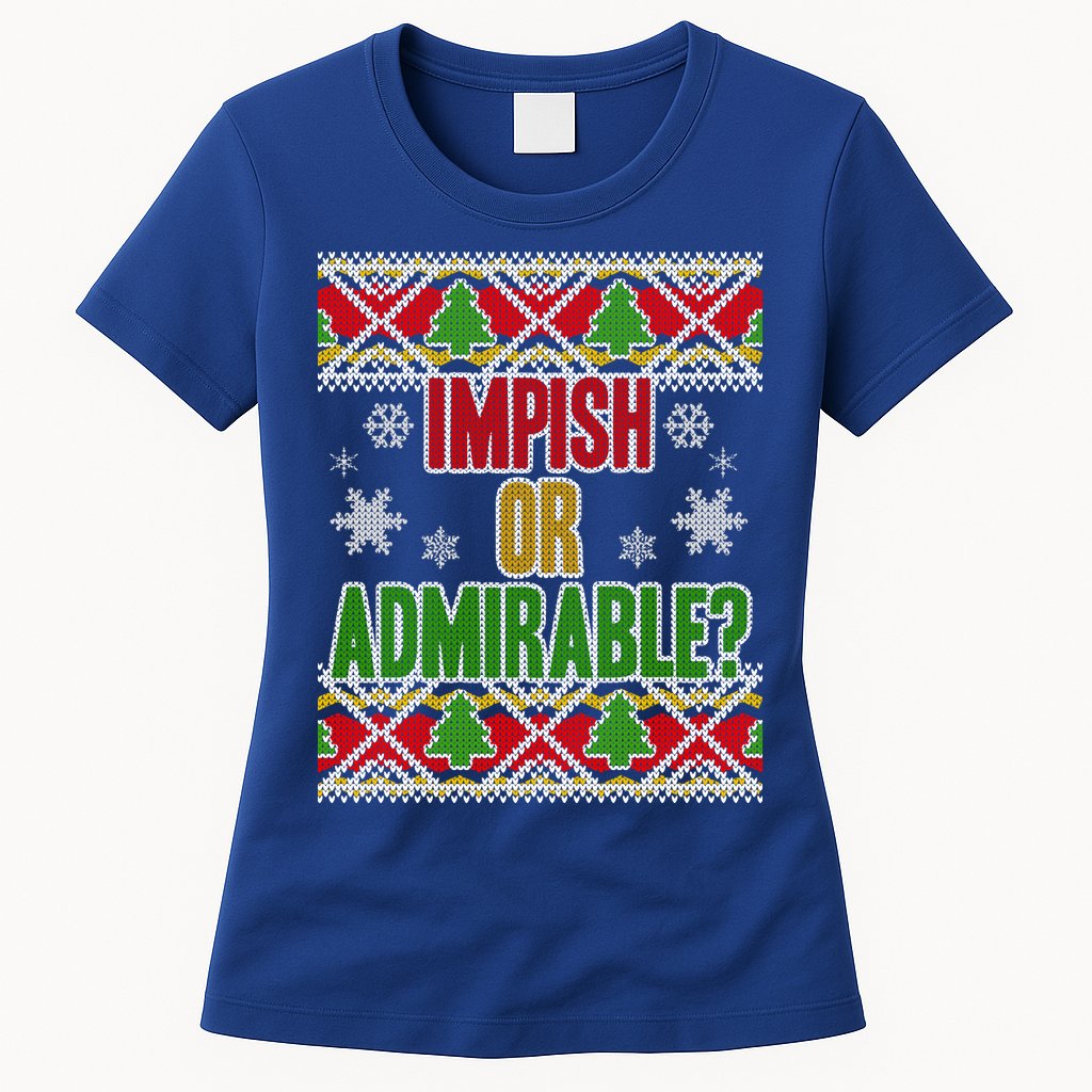 Impish or Admirable Ugly Christmas Womens T-Shirt