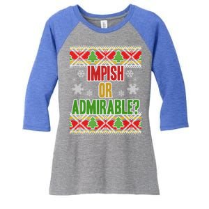 Impish or Admirable Ugly Christmas Women's Tri-Blend 3/4-Sleeve Raglan Shirt