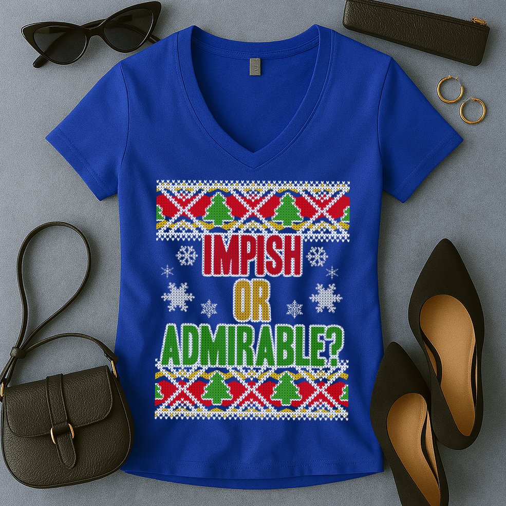 Impish or Admirable Ugly Christmas Women's V-Neck T-Shirt
