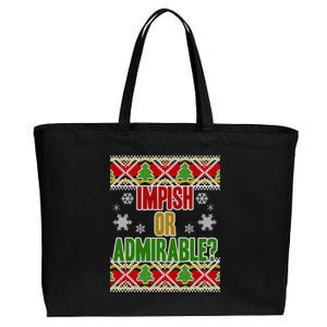 Impish or Admirable Ugly Christmas Cotton Canvas Jumbo Tote