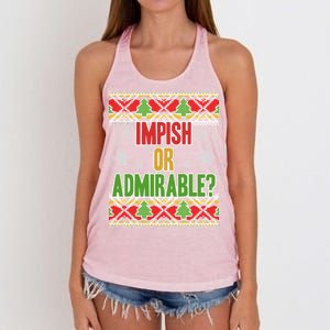 Impish or Admirable Ugly Christmas Women's Knotted Racerback Tank