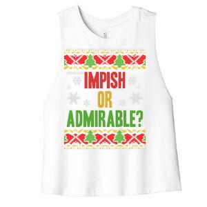 Impish or Admirable Ugly Christmas Women's Racerback Cropped Tank