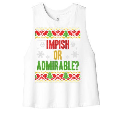 Impish or Admirable Ugly Christmas Women's Racerback Cropped Tank