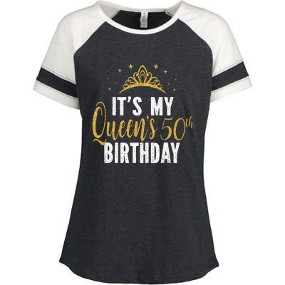 It's My Queen's 50th Birthday Idea For 50 Years Old Woman Enza Ladies Jersey Colorblock Tee