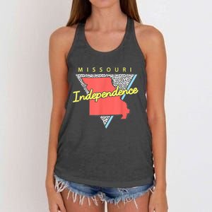 Independence Missouri Retro Triangle Mo City Women's Knotted Racerback Tank