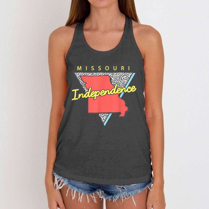 Independence Missouri Retro Triangle Mo City Women's Knotted Racerback Tank