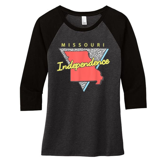 Independence Missouri Retro Triangle Mo City Women's Tri-Blend 3/4-Sleeve Raglan Shirt