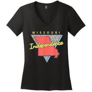 Independence Missouri Retro Triangle Mo City Women's V-Neck T-Shirt