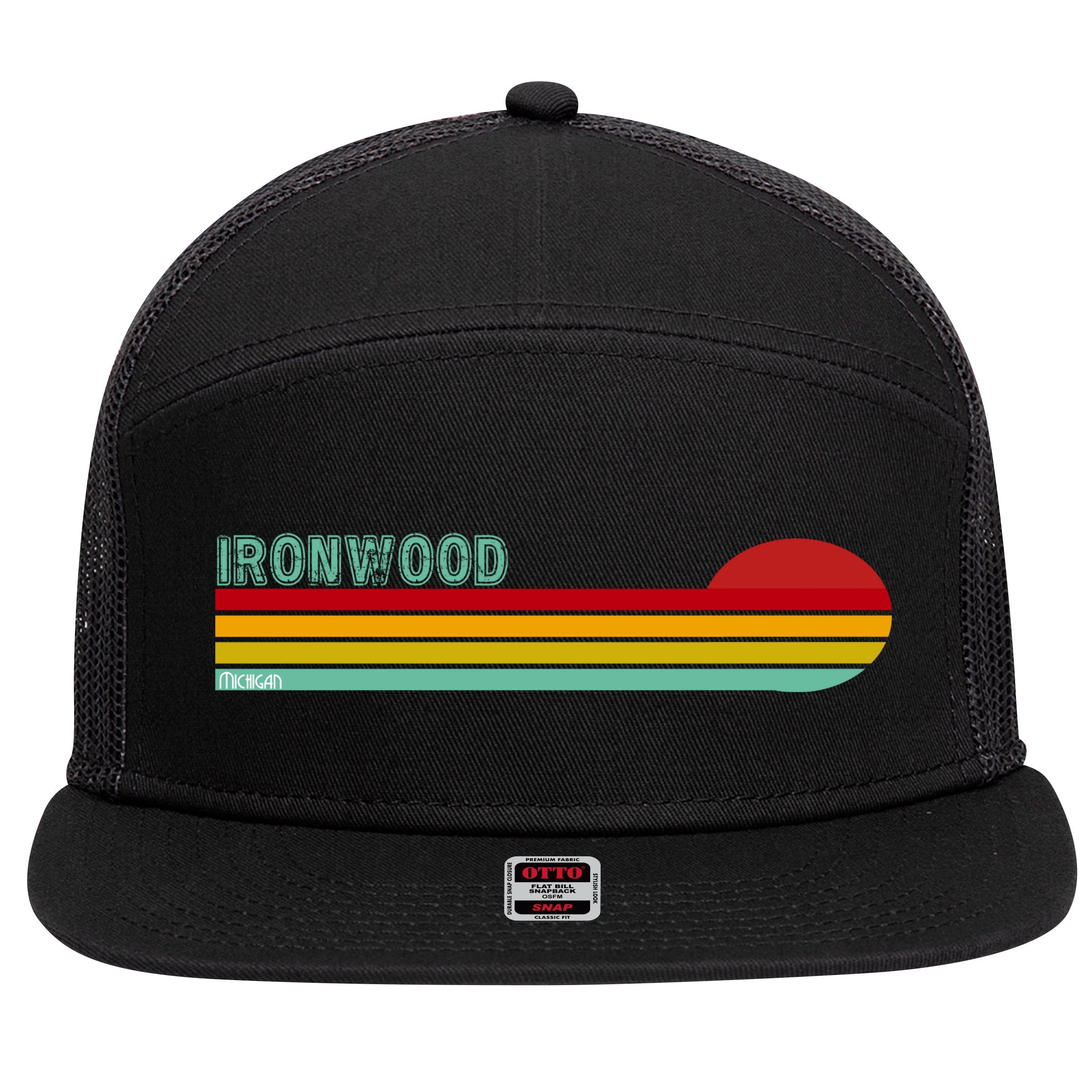 Ironwood Michigan Retro 7 Panel Mesh Trucker Snapback Hat