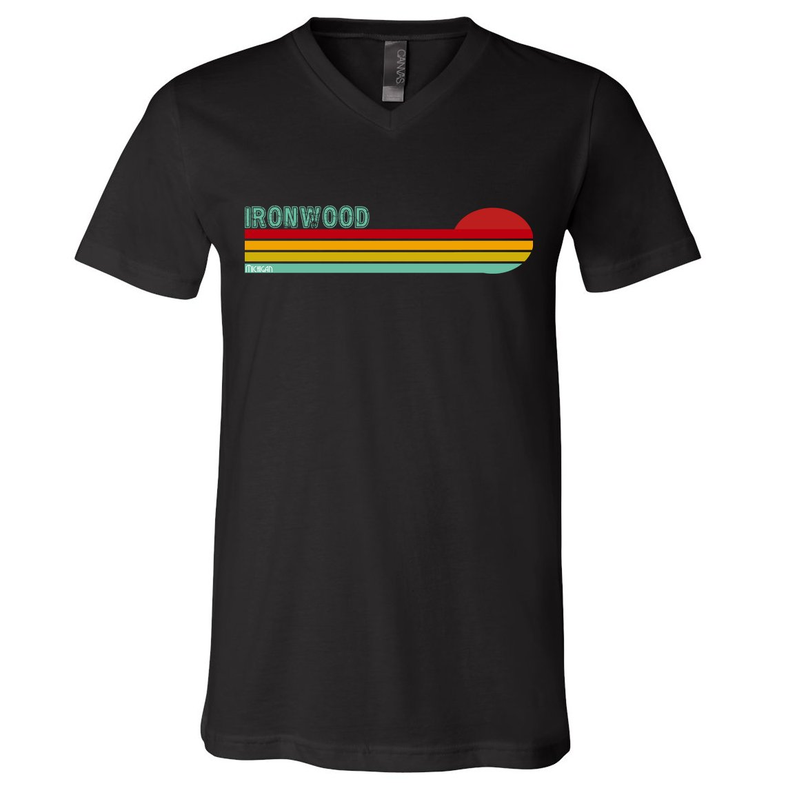 Ironwood Michigan Retro V-Neck T-Shirt