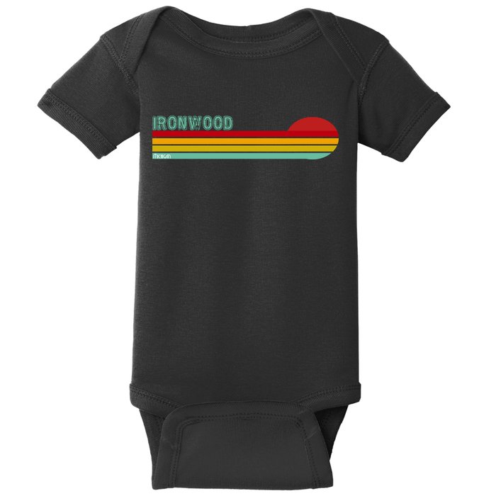 Ironwood Michigan Retro Baby Bodysuit