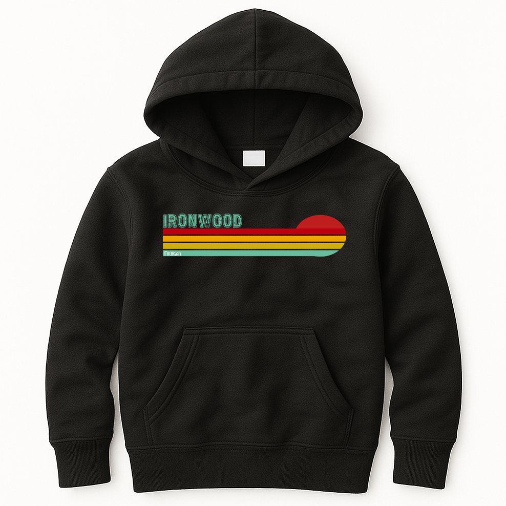 Ironwood Michigan Retro Kids Hoodie