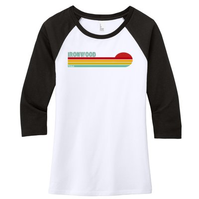 Ironwood Michigan Retro Women's Tri-Blend 3/4-Sleeve Raglan Shirt