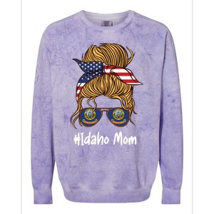 Idaho Mom Retro Patriotic American Flag Mothers Day Meaningful Gift Colorblast Crewneck Sweatshirt